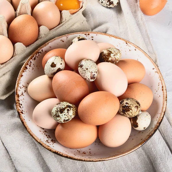 Many Chicken Qual Eggs Top View — Stock Photo, Image