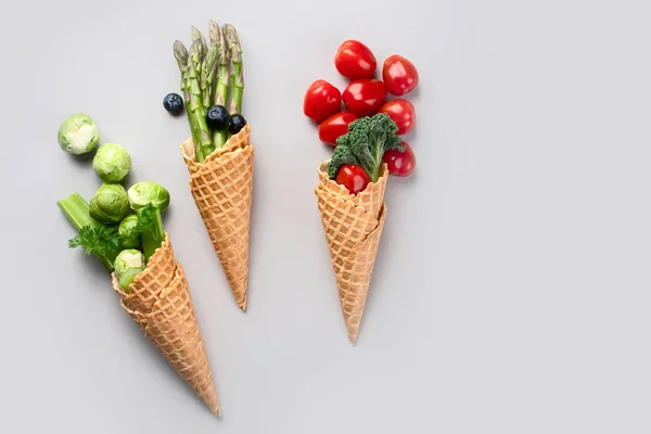 Vegetables in waffle cones — Stock Photo, Image