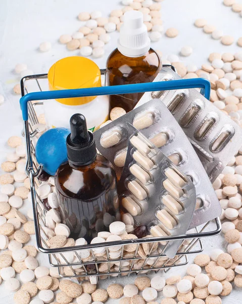 Pharmaceutical medicine pills and bottles. Medicine concept.