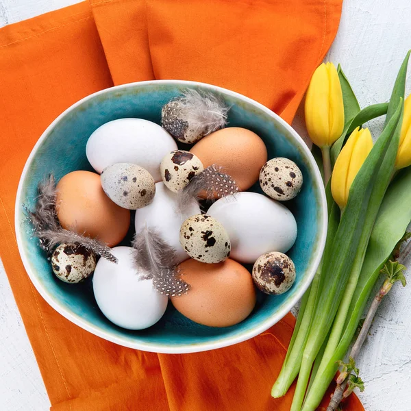 Fresh Chicken Quail Eggs Top View — Stock Photo, Image