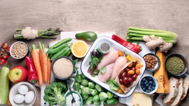 Dengeli beslenme geçmişi. Kopyalama alanı ile üstte görünüm