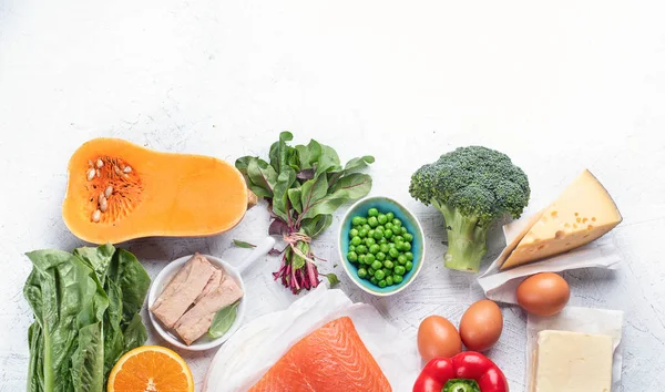 Alimentos ricos em vitamina A Vista superior com espaço de cópia — Fotografia de Stock