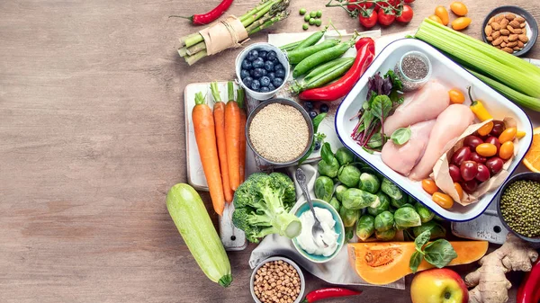 Dengeli beslenme. Kopyalama alanı ile üstte görünüm