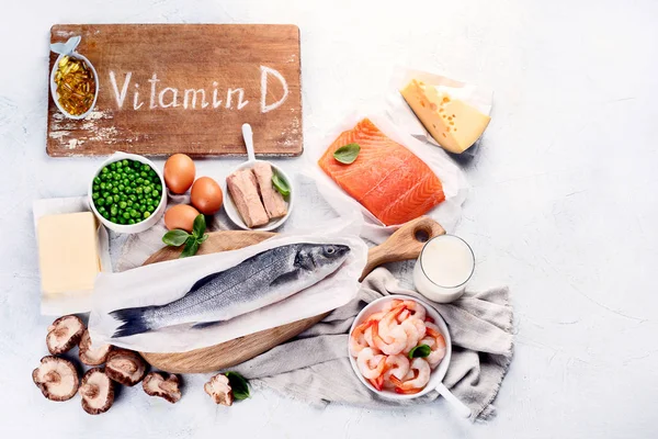 Alimentos ricos em vitamina D natural — Fotografia de Stock