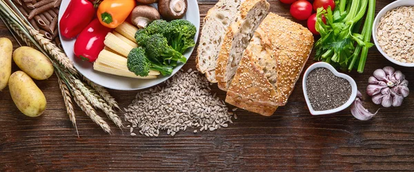 Ingredienti naturali sani contenenti fibre alimentari . — Foto Stock