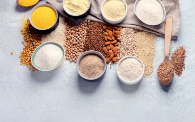 Çeşitli gluten ücretsiz un 