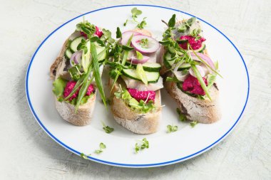 Smorrebrod, geleneksel Danimarka açık yüz sandviçleri.