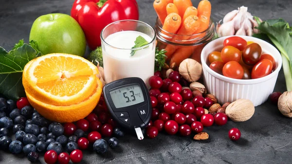 Diabetes Och Kolesterol Kontrollera Kost Och Hälsosam Kost Koncept World — Stockfoto