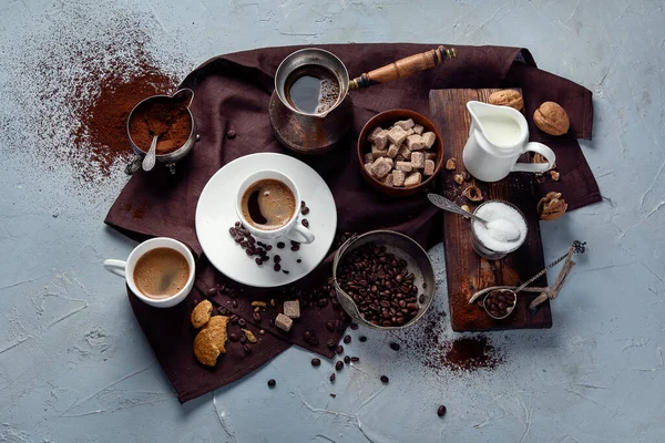 Kahve Fonu Üst Manzara Düz Uzanma — Stok fotoğraf