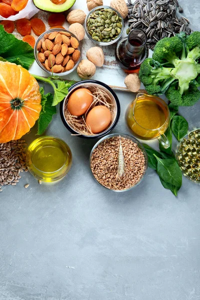 Potraviny Bohaté Vitamín Šedém Pekárně Zdravé Produkty Pohled Shora Plochá — Stock fotografie