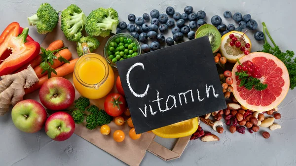 Vitamini Açısından Zengin Gıdalar Antioksidan Lif Karbonhidrat Açısından Zengin Gıdalar — Stok fotoğraf
