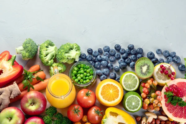 Alimentos Ricos Vitamina Alimentos Ricos Antioxidantes Fibras Carboidratos Impulsione Sistema — Fotografia de Stock