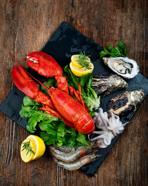 Freshly Boiled Lobster Top View Flat — Stock Photo, Image