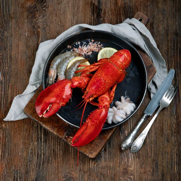 Freshly Boiled Lobster Top View Copyspac — Stock Photo, Image