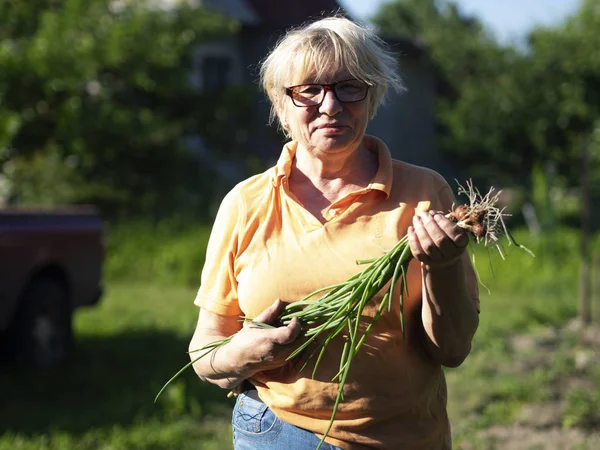 Middelbare Leeftijd Kaukasische Vrouw Met Een Gewas Van Jonge Uitjes — Stockfoto