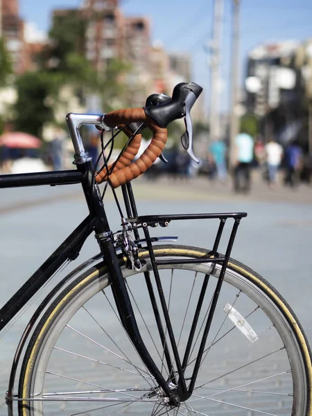 Bike Wheel Backdrop Blurred Street — Stock Photo, Image