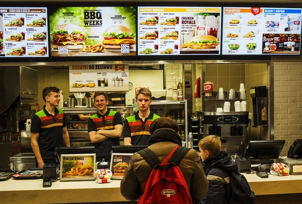 Polen Krakau Maart 2018 Burger King Restaurant Galeria Krakowska Burger — Stockfoto