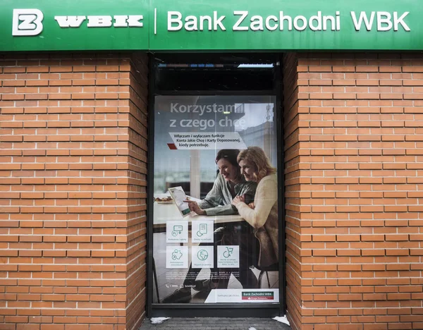 Polska Kraków Marca 2018 Bank Zachodni Wbk Krakowie Bank Zachodni — Zdjęcie stockowe