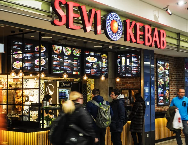 Poland Krakow March 2018 Sevi Kebab Restarant Galeria Krakowska Sevi — Stock Photo, Image