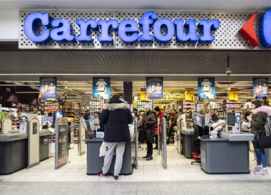 Polonya, Krakow - 19 Mart 2018: Galeria Krakowska logo.