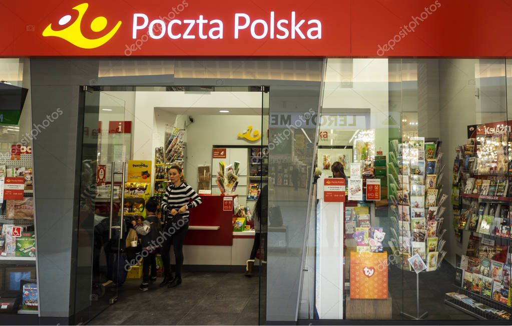 POLAND, KRAKOW - March 20, 2018:  Posta Polska (Polish Post) in Bonarka City Center