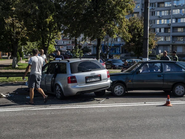 Borispyl Ukraine Aug 2018 Van Audi Vehicle Crashed Each Other — Stock Photo, Image