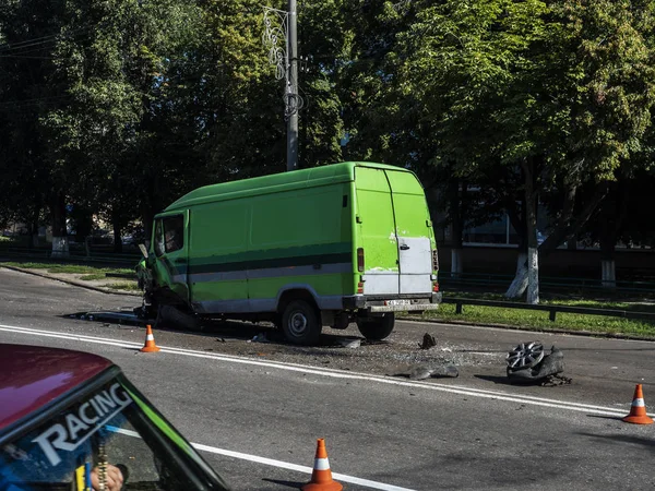 Borispyl Ucrania Agosto 2018 Una Furgoneta Vehículo Audi Estrellaron Entre —  Fotos de Stock