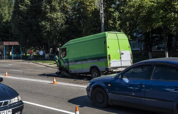 Borispyl Ukraina Sierpień 2018 Van Audi Pojazd Uderzył Siebie Borispyl — Zdjęcie stockowe