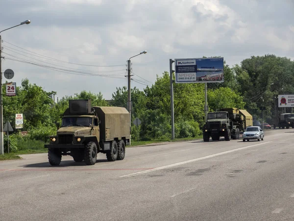 Kharkiv Ucrania Mayo 2018 Equipo Militar Las Calles Ciudad Según —  Fotos de Stock