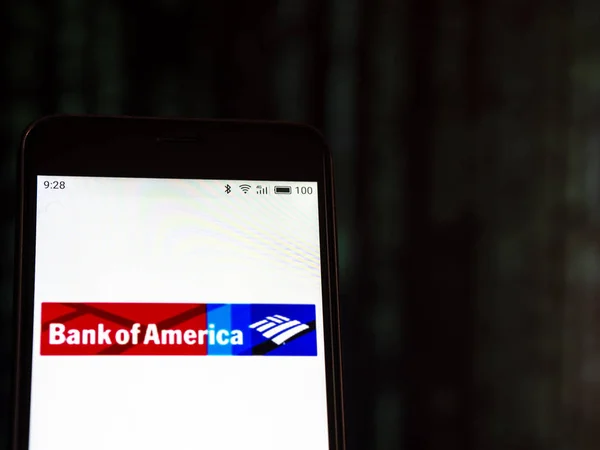 Kiev Ukraine September 2018 Bank America Logo Seen Displayed Smart — Stock Photo, Image