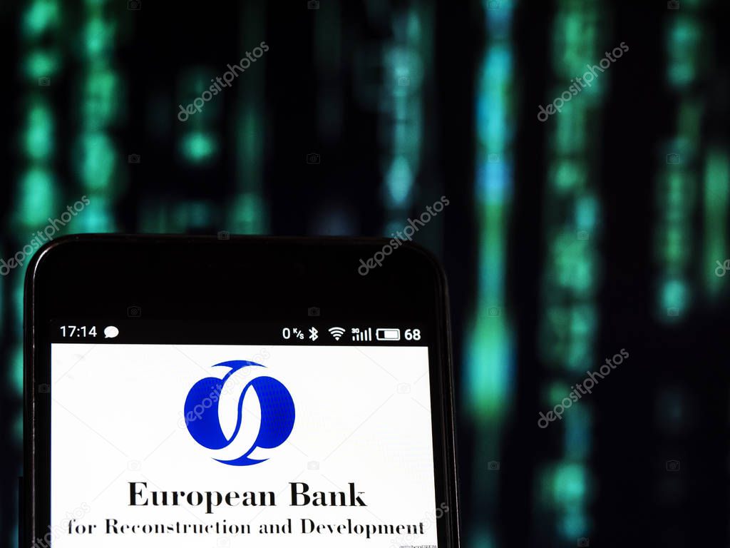 KIEV, UKRAINE - Sept 10,2 2018: European Bank of Reconstruction and Development logo seen displayed on a smart phone
