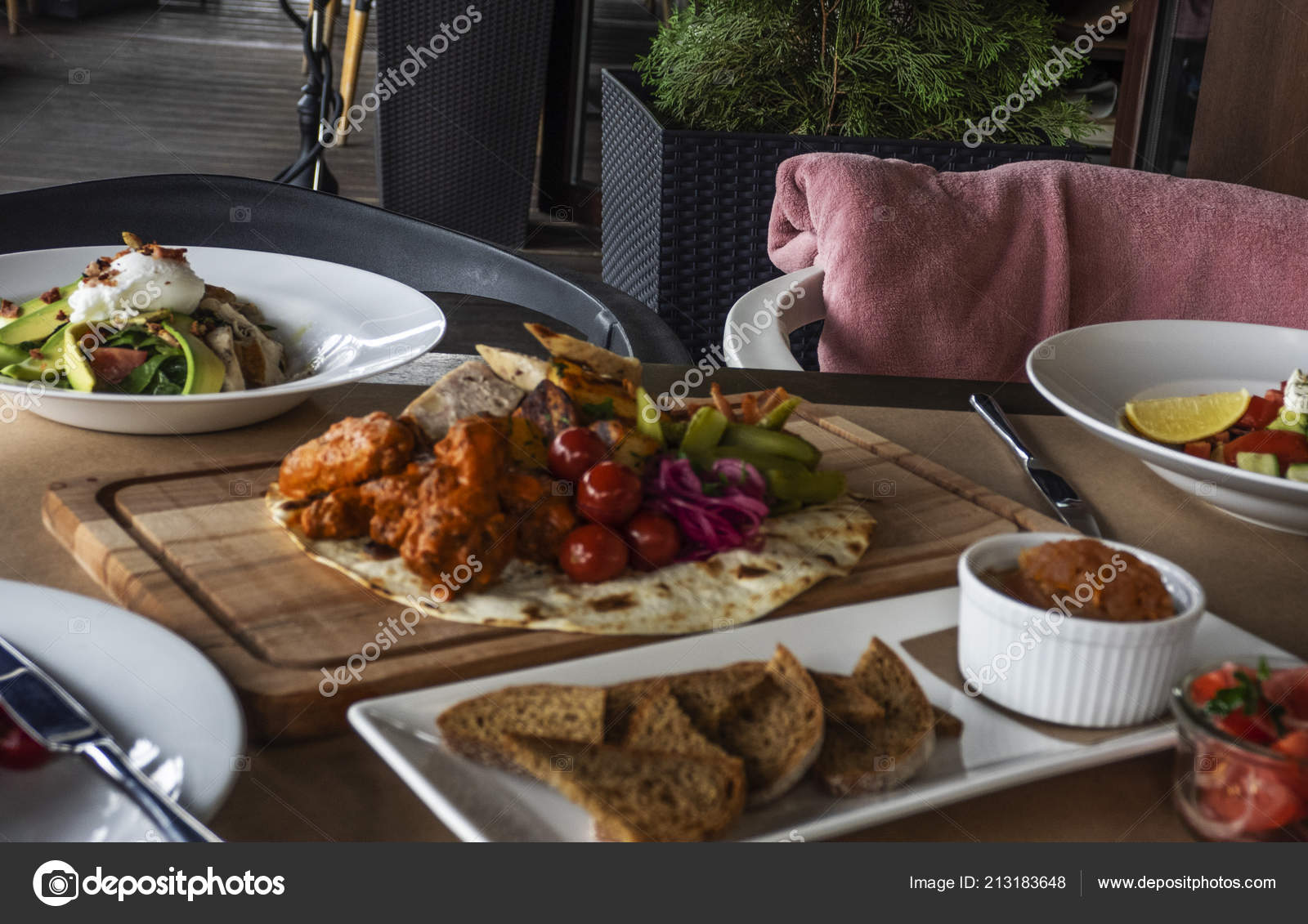 Top View Serving Dining Table Stock Photo by 213183648