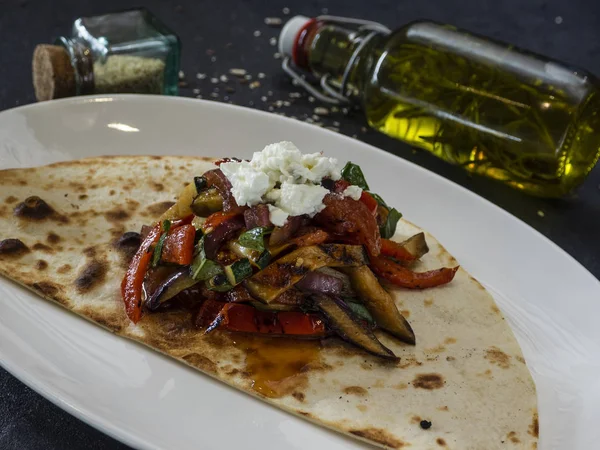 Ensalada Caliente Verduras Parrilla Con Queso Cabra —  Fotos de Stock