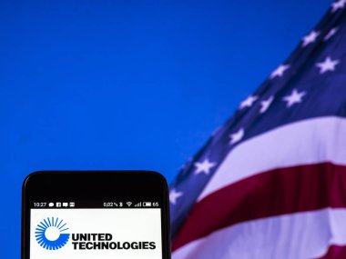 United Technologies Corporation (Utc) logo akıllı telefon görüntülenen gördüm