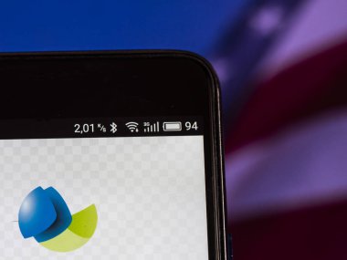 Kiev, Ukrayna 13 Eylül 2018: Biogen Inc logo akıllı telefon görüntülenen gördüm. Biogen A.ş. (daha önce Biogen Yunanistan'dan IDEC da bilinir) bir Amerikan çokuluslu biyoteknoloji şirketidir