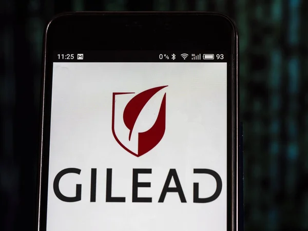 Kijów Ukraina Września 2018 Gilead Sciences Logo Widoczne Wyświetlane Smartfonie — Zdjęcie stockowe