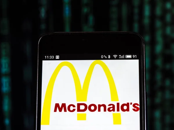 Kiev Ukrayna Eylül 2018 Mcdonald Logo Akıllı Telefon Görüntülenen Gördüm — Stok fotoğraf
