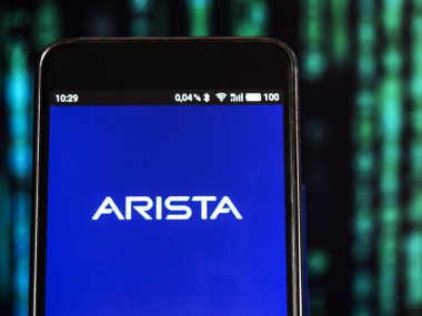 Kiev, Ukrayna 13 Eylül 2018: Arista ağlar şirket logosu akıllı telefon görüntülenen gördüm. Arista ağlar Merkezi Santa Clara, Kaliforniya, ABD'de bulunan bir şirkettir bilgisayar ağ. 
