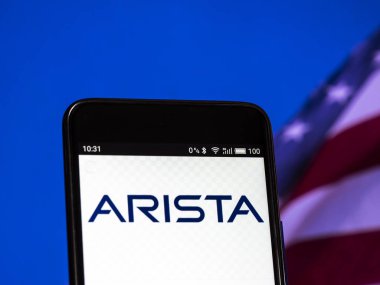 Kiev, Ukrayna 13 Eylül 2018: Arista ağlar şirket logosu akıllı telefon görüntülenen gördüm. Arista ağlar Merkezi Santa Clara, Kaliforniya, ABD'de bulunan bir şirkettir bilgisayar ağ. 
