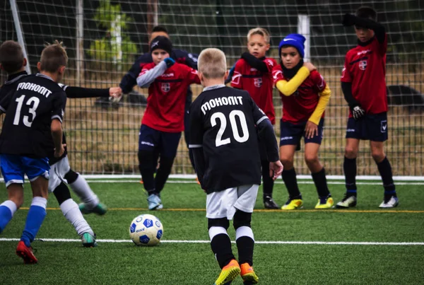 Kiev Ukraine Setembro 2018 Campeonato Socer Entre Crianças Idade Escolar — Fotografia de Stock