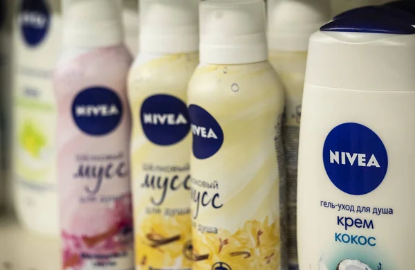 Киев Украина Октября 2018 Года Душ Уход Телом Nivea Украинском — стоковое фото