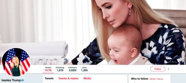 Kiev, Ukrayna - 7 Ekim 2018: Ivanka Trump, Amerika Birleşik Devletleri Başkanı'nın kızı için resmi twitter sayfası