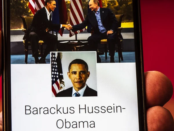 Kyjev Ukrajina Říjen 2018 Prezident Barack Obama Facebook Účet Vidět — Stock fotografie