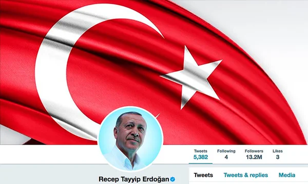 Twitter Page Recep Tayyip Erdogan Recep Tayyip Erdogan Turkish Politician — Stock Photo, Image