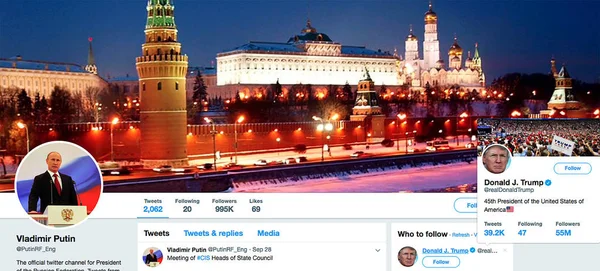 Vladimir Putin Için Twitter Sayfası — Stok fotoğraf