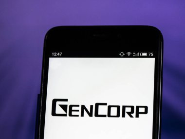 Kiev, Ukrayna - 10 Ekim 2018: Gencorp logo akıllı telefon görüntülenen gördüm. Gencorp roket motorları ve bomba gibi uzay ve savunma ürünlerinin lider üreticisidir. Onun birçok bölüm Şirket ayrıca wel plastik üretir