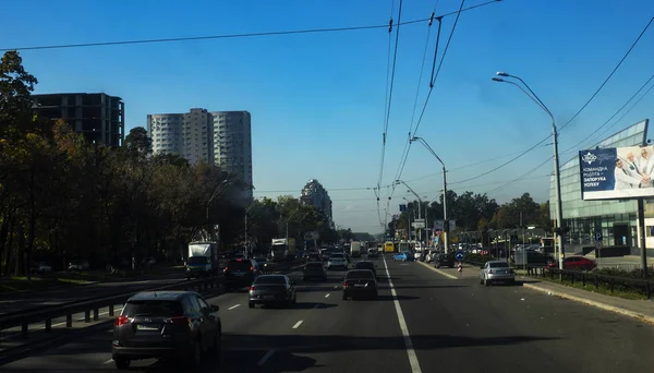 Kiev Ukraine Oct 2018 Traffic Victory Avenue Kie — Stock Photo, Image