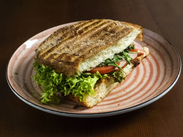 Ham Sandwich Tomatoes Arugula — Stock Photo, Image