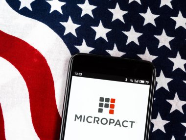 Kiev, Ukrayna - 24 Ekim 2018: Micropact Inc.Software Şirket logosu akıllı telefon görüntülenen gördüm.
