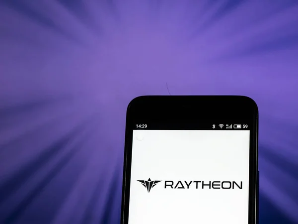 Kiev Ukraine Oct 2018 Logo Entreprise Entrepreneur Raytheon Defense Affiché — Photo